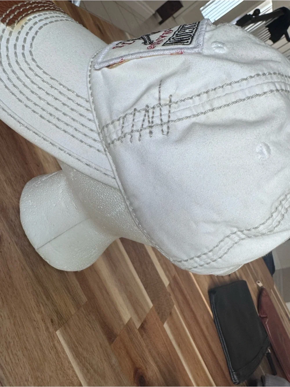True Religion White Baseball Cap with Brown Brim Patch see photos for details